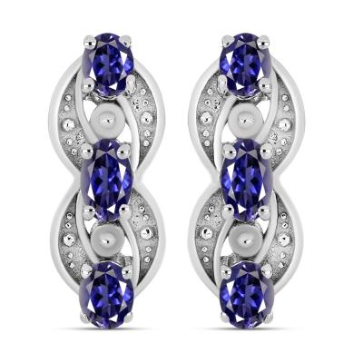 BUY NATURAL TANZANITE GEMSTONE EARRING IN 925 SILVER 